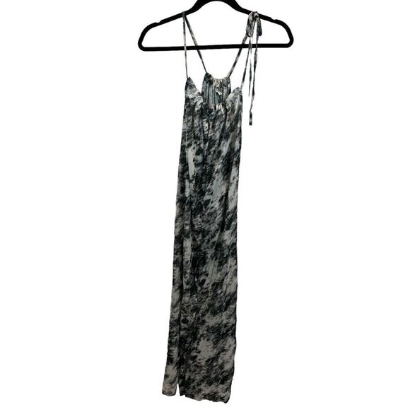 Ladies The Open Brand Black and White Tie Dye Long Button Front Swim Cover Up - Picture 2 of 13
